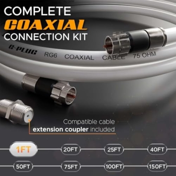 G-PLUG RG6 Coaxial Cable Connectors Set - Durable Weather-Sealed Extension for TV and Internet