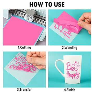 Lya Vinyl Permanent Neon Pink Vinyl - 12" x 8 FT Glossy Adhesive Vinyl Roll for Cricut, Silhouette, Cameo Cutters, Signs, Scrapbooking, Craft Decal