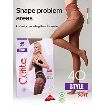 Conte Semi Opaque Lace Control Top Pantyhose