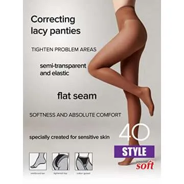 Conte Semi Opaque Lace Control Top Pantyhose