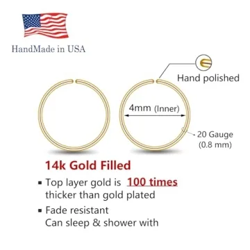 Tiny Gold Tragus Hoop Earrings - 14K Gold Filled