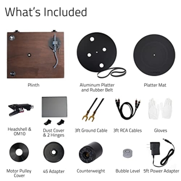 Fluance RT82 Reference High Fidelity Vinyl Turntable Record Player with Ortofon OM10 Cartridge, Speed Control Motor, High Mass MDF Wood Plinth, Vibration Isolation Feet - Walnut