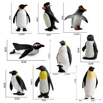 Ocean Sea Animal Model Figures Series Arctic Penguin Family Figurines Collection Gift Wild Life Playset(9 pcs)