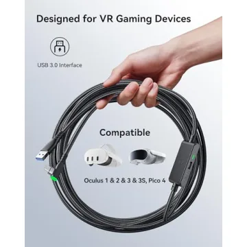 INIU Oculus Link Cable with Charging [16ft] for Meta Quest 3s Quest 3 Quest 2/Pro, Pico 4, PC VR, Steam VR, USB 3.0 High Speed Data Cable, USB C Charger Cord for VR Headset Accessories