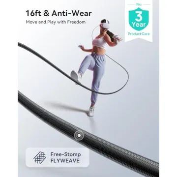 INIU Oculus Link Cable with Charging [16ft] for Meta Quest 3s Quest 3 Quest 2/Pro, Pico 4, PC VR, Steam VR, USB 3.0 High Speed Data Cable, USB C Charger Cord for VR Headset Accessories