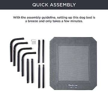 Bedsure Medium Elevated Cooling Outdoor Dog Bed - Raised Cots for Medium Dogs, Portable Indoor & Outdoor Pet Hammock Bed with Skid-Resistant Feet, Frame with Breathable Mesh, Grey, 43 inches