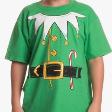Santa's Elf Costume T-Shirt in Jumbo Print for Kids