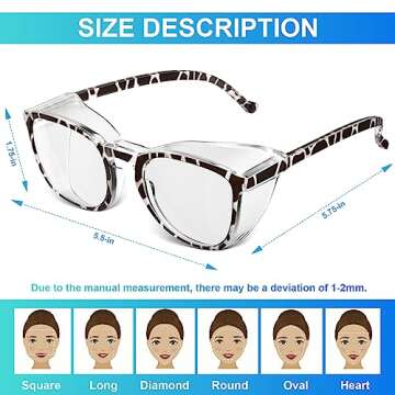 OXG 4 Pack Anti-Fog Safety Glasses - Stylish Protective Eyewear (Leopard, Pink, Clear, Purple)