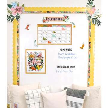 Carson Dellosa Grow Together 134PC Classroom Calendar Bulletin Board Set, Monthly Calendar, Motivational Poster, Flower, Plant, Holiday & Birthday Bulletin Board Accents for Bulletin Board, Wall Decor