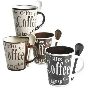 Mr. Coffee Bareggio Mug and Spoon Set - 8 Pieces