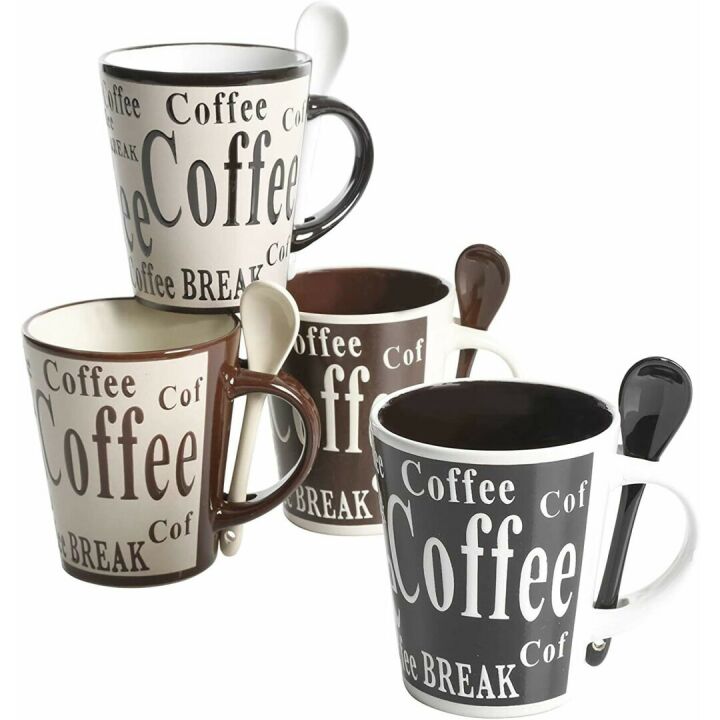 Mr. Coffee Bareggio Mug and Spoon Set - 8 Pieces