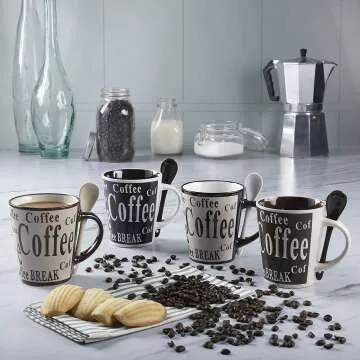 Mr. Coffee Bareggio Mug and Spoon Set - 8 Pieces