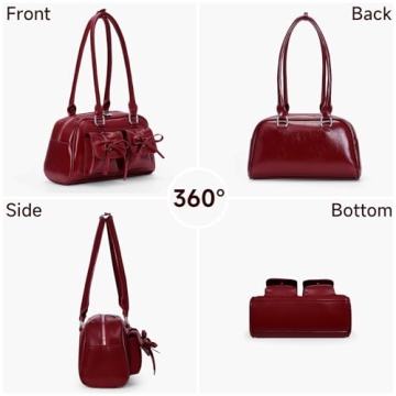 Juoxeepy Ita Bag Cute Bow Purse Aesthetic Japanese Shoulder Bag Faux Leather Tote Bag Y2k Red Handbag Purse