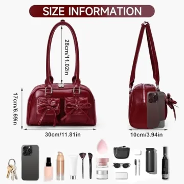 Juoxeepy Ita Bag Cute Bow Purse Aesthetic Japanese Shoulder Bag Faux Leather Tote Bag Y2k Red Handbag Purse