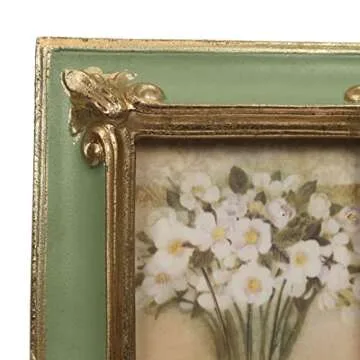 WINPLUS+ Vintage Picture frame 2.5x3.5, Luxury Antique Green Photo Frame With Golden Embossed Flower Furnishing, Retro Style Decor, Wall and Tabletop Display, Art Gallery (2.5x3.5-Green)