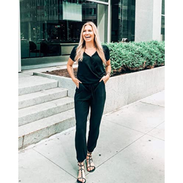 Chic Women’s Deep V Neck Jumpsuit for Summer Comfort