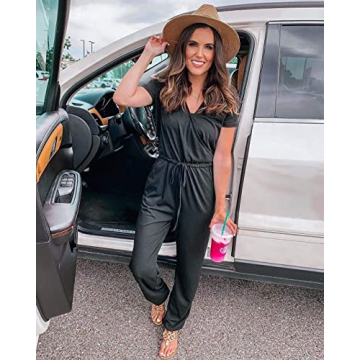 Chic Women’s Deep V Neck Jumpsuit for Summer Comfort