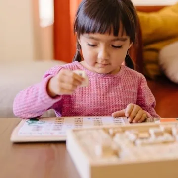 Melissa & Doug Deluxe Letters and Numbers Wooden Stamp Set ABCs 123s With Activity Book, 4-Color Stamp Pad - FSC Certified