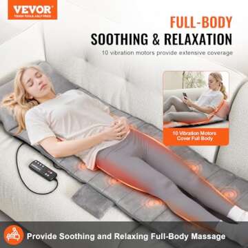 VEVOR Full-Body Massage Cushion with Heat, 10 Vibration Motor Massage Cushion Pad, Heating Vibrating...