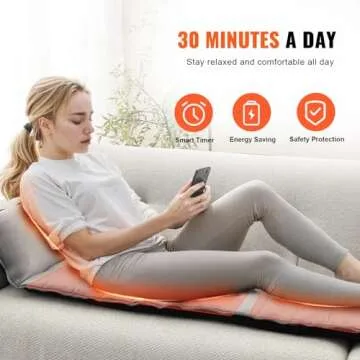 VEVOR Full-Body Massage Cushion with Heat, 10 Vibration Motor Massage Cushion Pad, Heating Vibrating Massage Mat & 5 Modes, 3 Intensities, 3 Heating Pads, Fatigue Relief Back Massager for Home Office