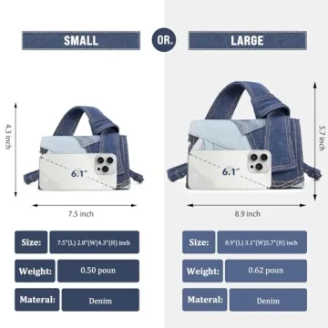 Trendy Mini Purses for Women - Denim Handbags