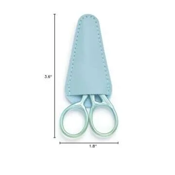 3.6 Inch Sewing Embroidery Scissors with Artificial Leather Cover Stainless Steel Stork Scissors Vintage Embroidery Scissors for Needlework, Manual Sewing Handicraft (Fresh Green)