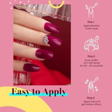 Beetles Gel Nail Polish, 1Pcs 15ml Burgundy Red Color Soak Off Gel Polish Nail Art Manicure Salon DIY Gel Nail Design Uv LED Nail Lamp Decoration at Home Gift for Women