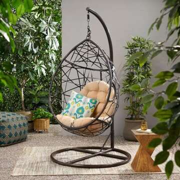 Christopher Knight Home CKH Wicker Tear Drop Hanging Chair, Brown