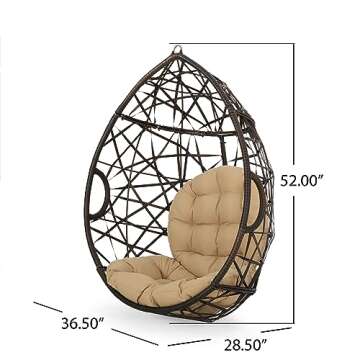 Christopher Knight Home CKH Wicker Tear Drop Hanging Chair, Brown