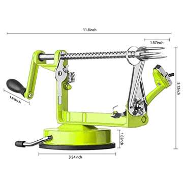 Apple Peeler, Stainless Steel Apple Corer Slicer Peeler, Durable Heavy Duty Die Cast Magnesium Alloy Apple Peeler Slicer Corer with Suction Base(Green)