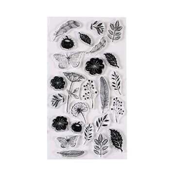 Acrylic Stamping Blocks Tools Set, BENBO 5 Pieces Assorted Sizes Clear Stamp Blocks with Grid Lines and 1 Sheet Clear Silicone Seal Stamps for Scrapbooking Crafts Card Making