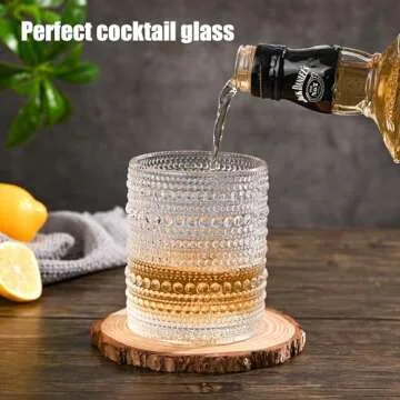 KMIGRUAN Vintage Hobnail Drinking Glass Set of 6