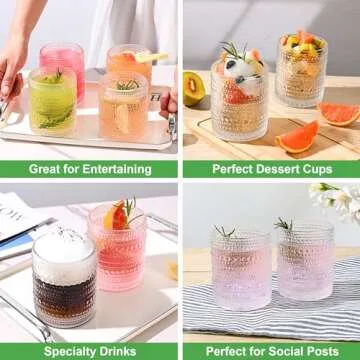 KMIGRUAN Vintage Hobnail Drinking Glass Set of 6