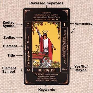 KLEDERY Tarot Cards for Beginners, Classic Tarot Cards with Meanings on Them, Durable Tarot Cards wi...