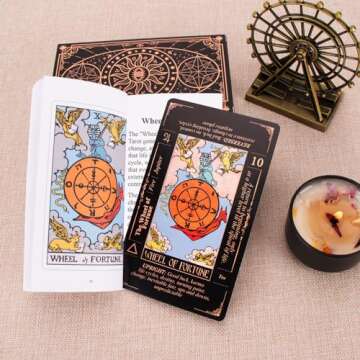 KLEDERY Tarot Cards for Beginners, Classic Tarot Cards with Meanings on Them, Durable Tarot Cards with Guide Book for Beginners (Black)