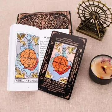KLEDERY Tarot Cards for Beginners, Classic Tarot Cards with Meanings on Them, Durable Tarot Cards with Guide Book for Beginners (Black)