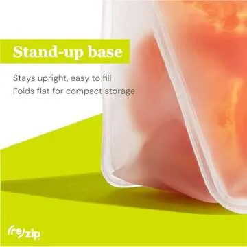 rezip 3-Piece Stand-Up Reusable Bag Kit | BPA-Free, Food Grade, Leakproof, Travel Friendly, Freezer and Dishwasher Safe | Quart (1), 2-Cup (1), Snack Size (1) | Gray