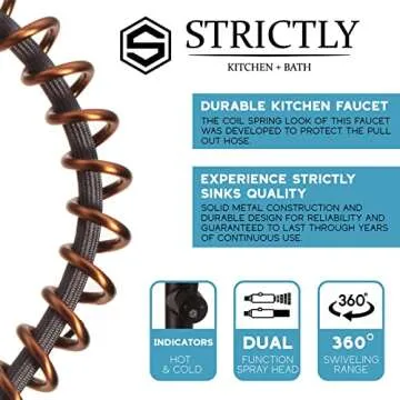 Strictly Sinks Kitchen Faucet with Pull Down Sprayer-Contemporary Design Single Handle High Arc Spring Faucet–Dual Function Spray Head with 360 Swivel Spout-Towel Bar Sink Faucet (Copper)