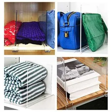 Hmdivor Upgraded Clear Acrylic Fitted Shelf Dividers, Closets Shelf and Closet Separator for Organization in Bedroom, Kitchen and Office Shelves (8 Pack)