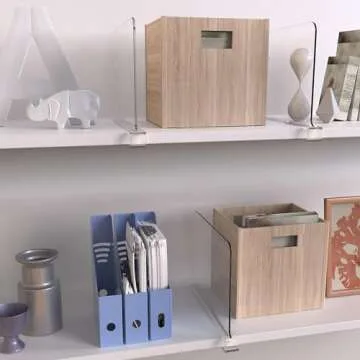 Hmdivor Upgraded Clear Acrylic Fitted Shelf Dividers, Closets Shelf and Closet Separator for Organization in Bedroom, Kitchen and Office Shelves (8 Pack)