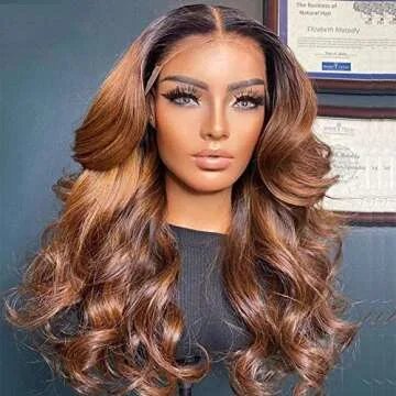 QUINLUX WIGS #1b30 Color Body Wave Human Hair Wigs 180% Density HD Transparent Lace Human Hair Wigs 13x6 Lace Front Wig Pre Plucked Brazilian Remy Human Hair Glueless Wig For Black Women (26 Inch, 13X6 lace front wig)