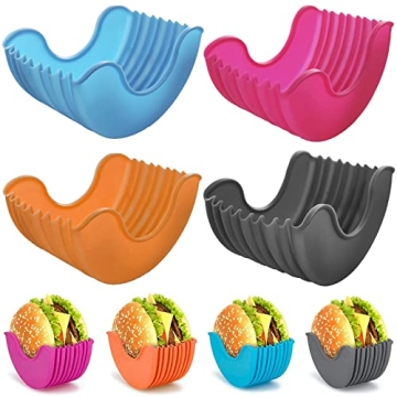 Qoyapow 4Pcs Retractable Burger Holder - Mess-Free Dining for Everyone