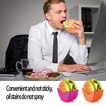 Qoyapow 4Pcs Adjustable Silicone Burger Holders for All