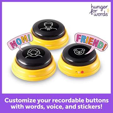 Hunger For Words Talking Pet Next Words Names - 3 Piece Set of Recordable Speech Buttons for Dog Training, Dog Buttons for Communication | Games & Stuff for Dogs