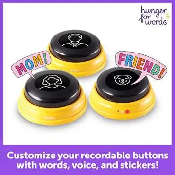 Hunger For Words Talking Pet Next Words Names - 3 Piece Set of Recordable Speech Buttons for Dog Training, Dog Buttons for Communication | Games & Stuff for Dogs