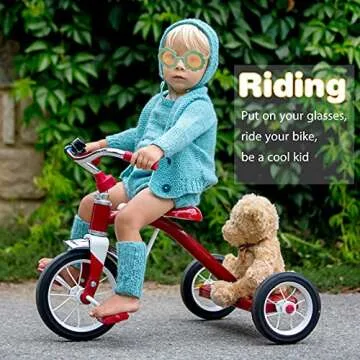 3 Pieces Kids Flower Sunglasses Toddler Girls Round Flower Glasses Baby Cute Sunglasses Outdoor Beach Colorful Eyewear (Green, Yellow, Beige)