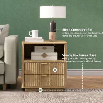 Fluted Nightstands Set of 2 - Modern Style with Storage