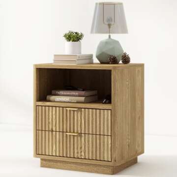 Fluted Nightstands Set of 2 - Modern Style with Storage