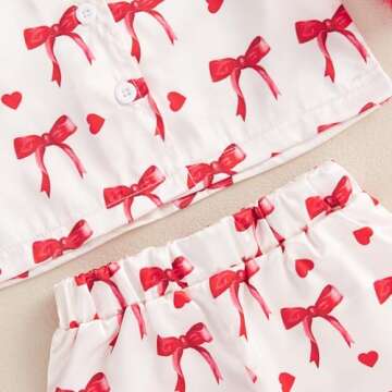 Multitrust Baby Girls Silk Pajamas Set Daisy Floral Girl Button Down Long Sleeve Shirts and Pants Infant Satin Pj Lounge Set (N Bow Red, 12-18 Months)