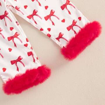 Multitrust Baby Girls Silk Pajamas Set Daisy Floral Girl Button Down Long Sleeve Shirts and Pants Infant Satin Pj Lounge Set (N Bow Red, 12-18 Months)